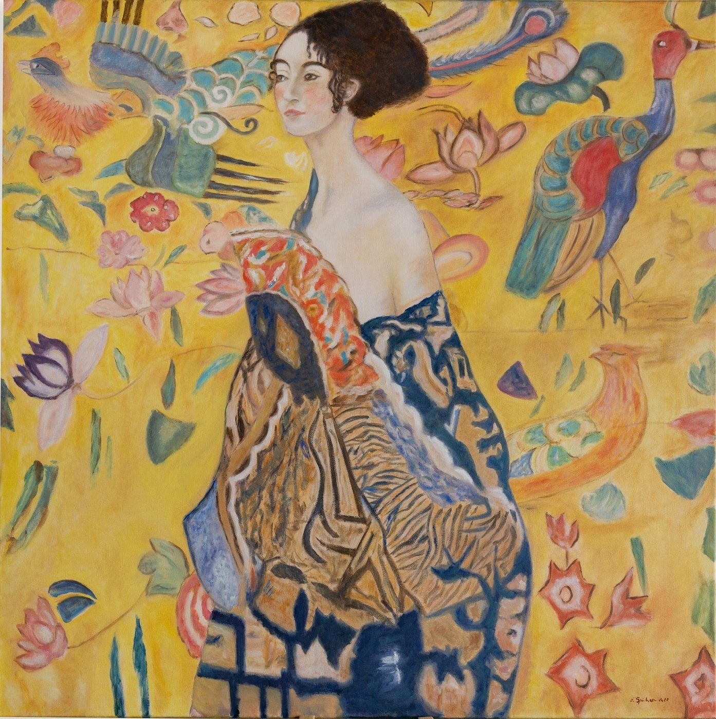 Dame mit Fächer — Erwin Spicher, Inspiriert von Gustav Klimt · „Dame mit Fächer“, 1917/18